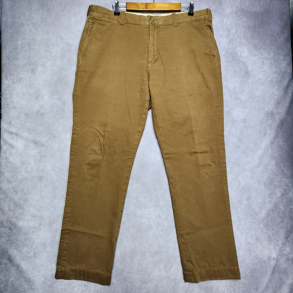 J Crew The Sutton Flannel Lined Khaki Chino Pants Mens 38x32 Brown Plaid Lining